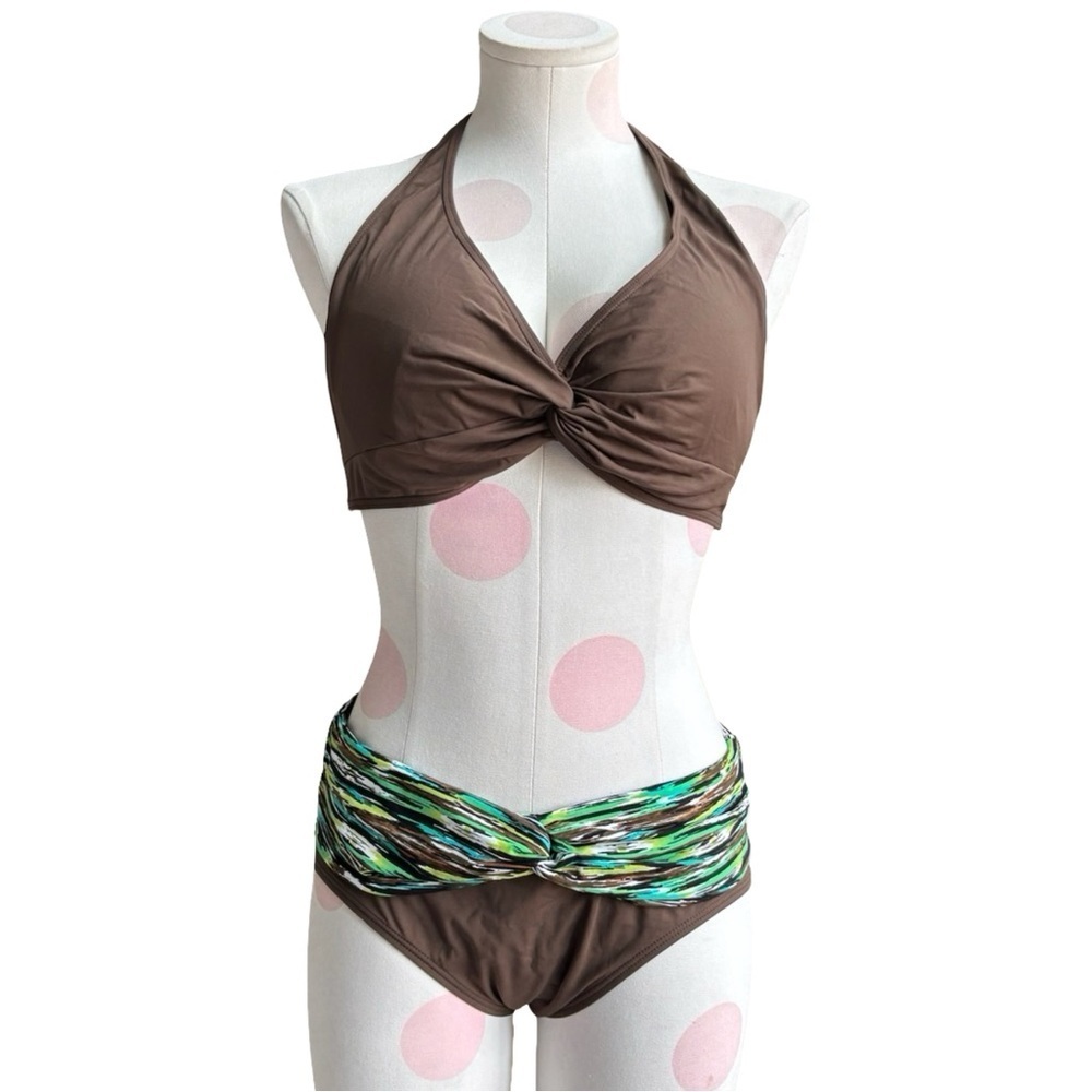 Coco Reef Brown, Green and Teal Bikini - size medium/ 36C